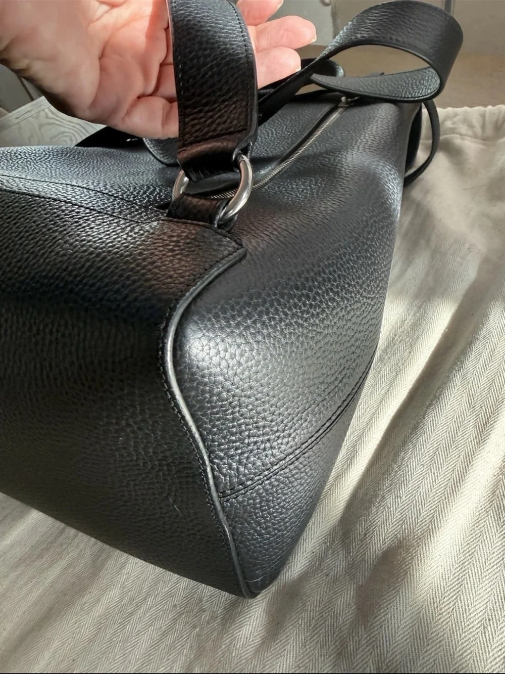 Mulberry Black Pebbled Leather Backpack with Buckle Flap